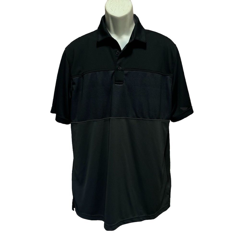 Pebble Beach‎ Dry-Luxe Polo Size Large Black/Gray Colorblock Short Sleeve Collar